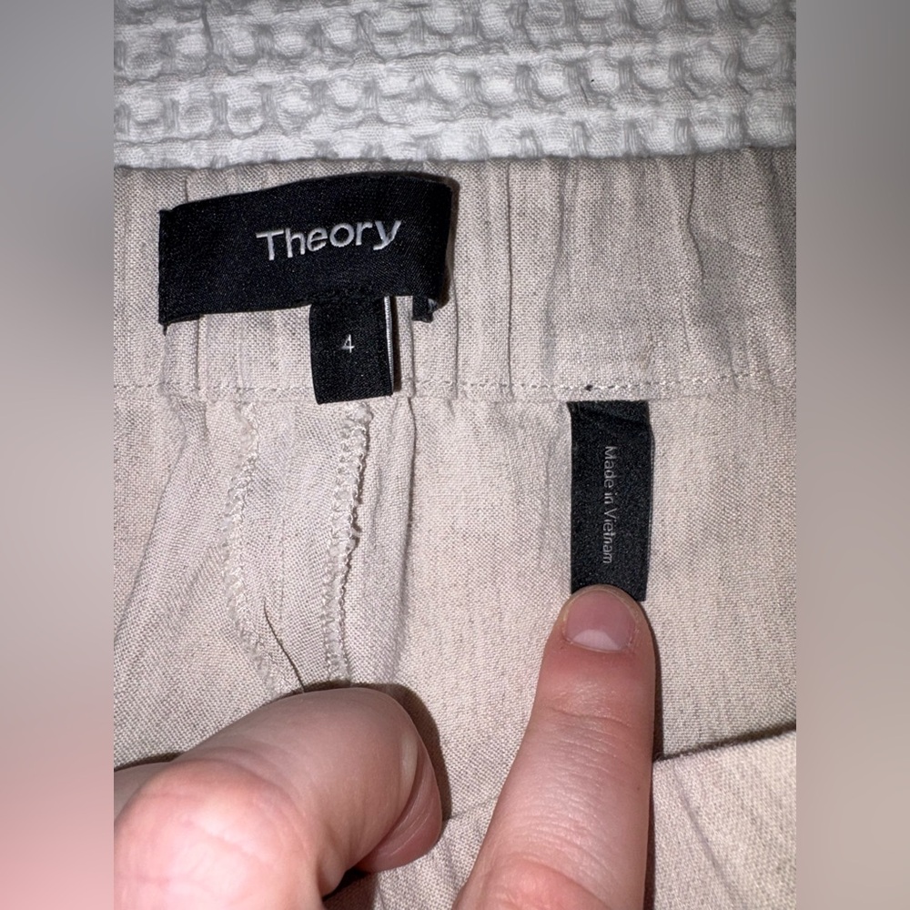 Theory Basic Pull On Pant Caliver Linen Blend Oat… - image 2